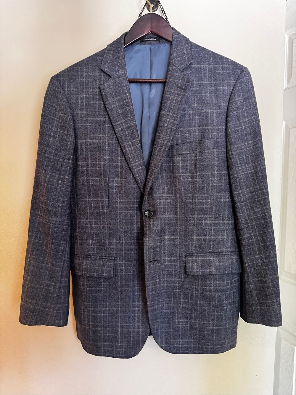 Pronto Uomo Men's Slate Blue/Charcoal Gray Windowpane Sport Coat